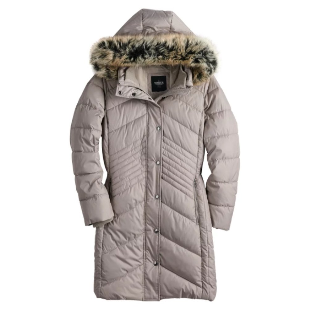 New London Fog Women Winter Puffer Coat  Gray Sz M